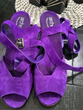 Arche Vibrant Purple Suede Slingback Heels